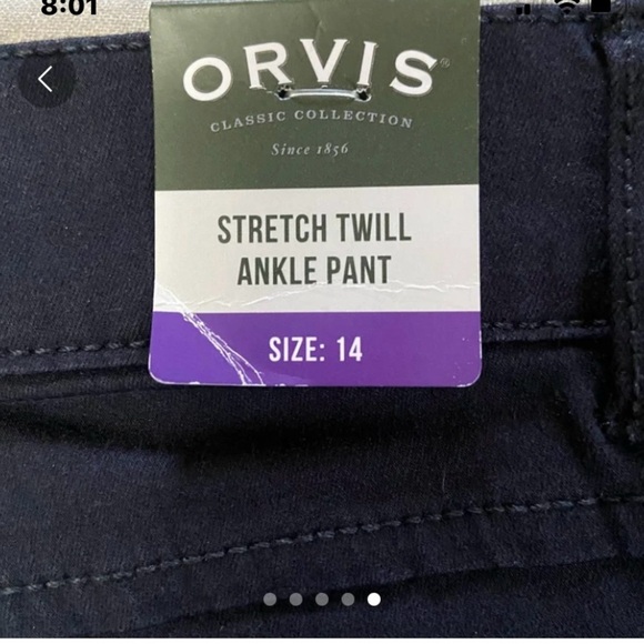 Orvis Classic Collection Stretch Black Twill Ankle Pants Women's Size 14 - Picture 5 of 6